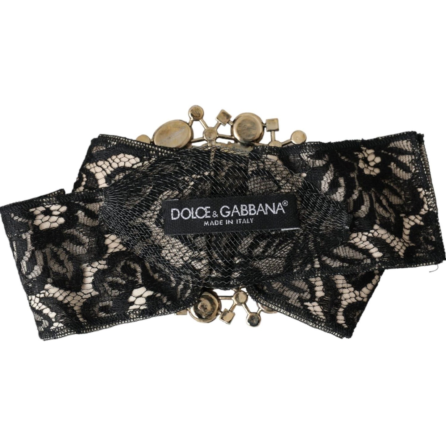 Dolce & Gabbana Black Lace Crystal Handmade Brooch Hair Pin