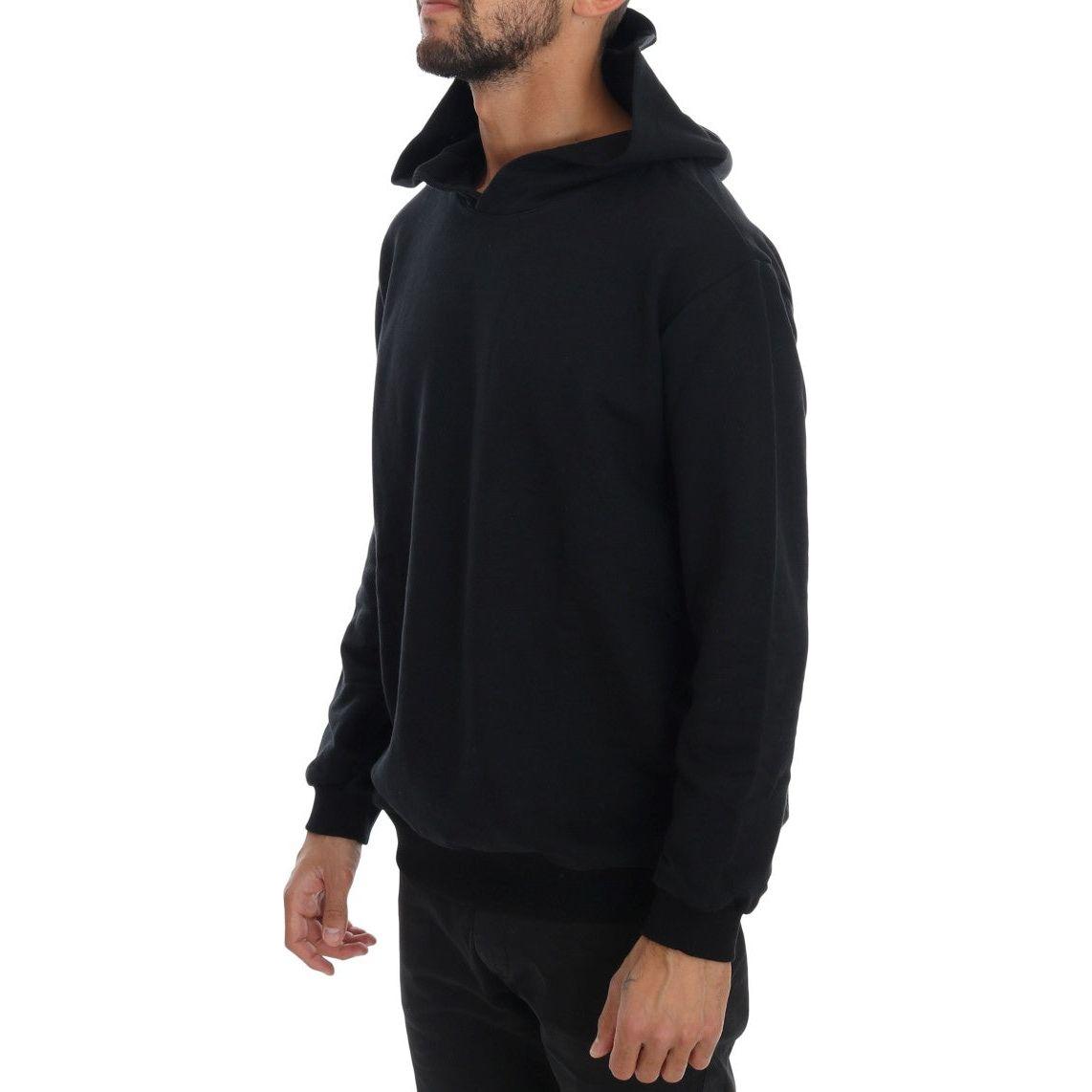 Daniele Alessandrini Black Gym Casual Hooded Cotton Sweater