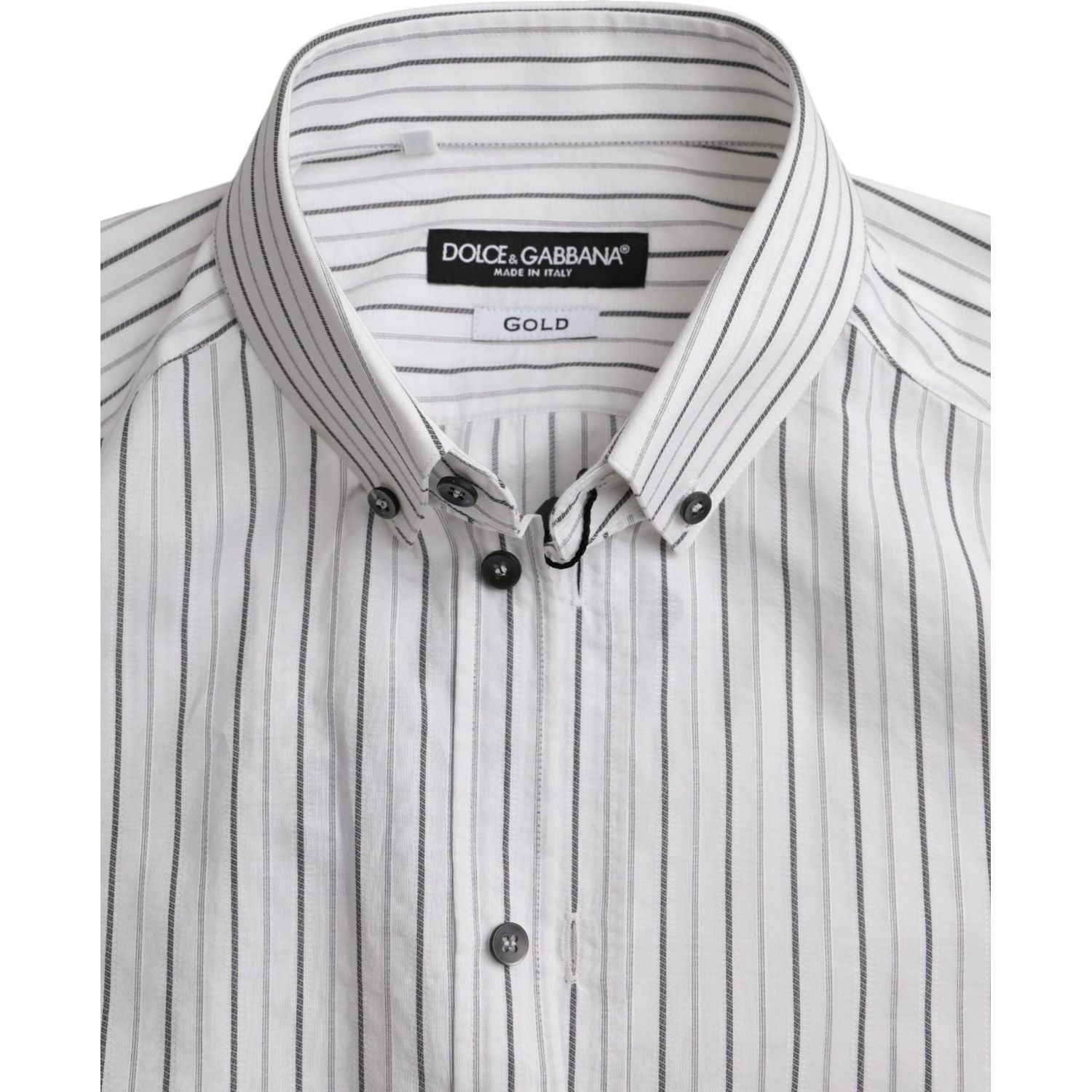 Dolce & Gabbana Black White Striped Formal Dress GOLD Shirt