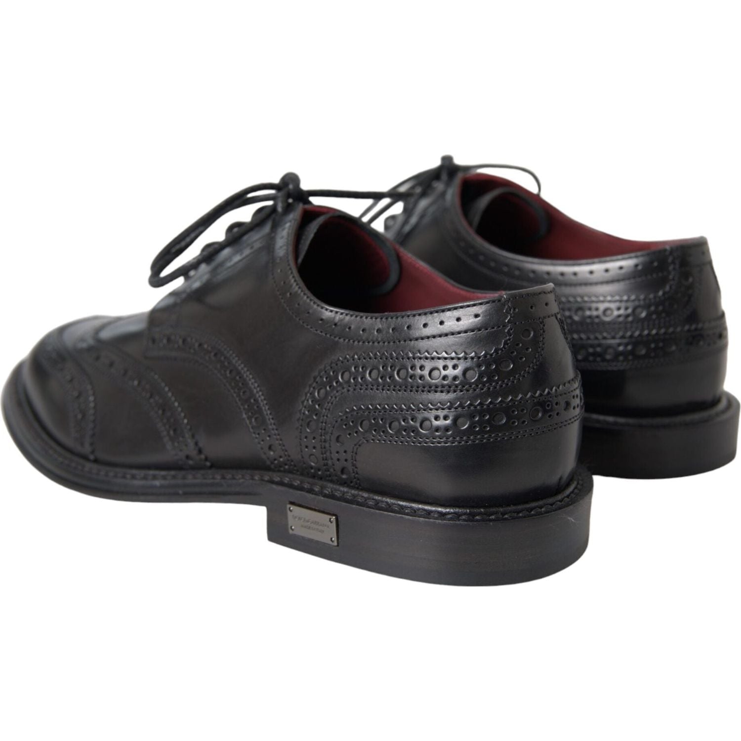 Dolce & Gabbana Black Leather Oxford Wingtip Formal Men Shoes