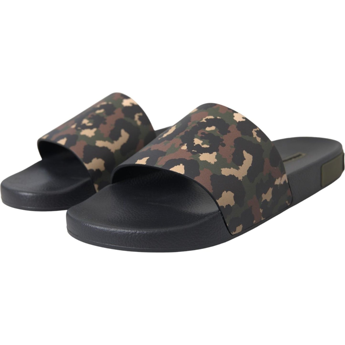 Dolce & Gabbana Multicolor Camouflage Leather Beachwear Men Shoes