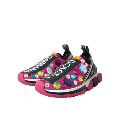 Dolce & Gabbana Pink Sorrento Crystals Sneakers Shoes Dolce & Gabbana