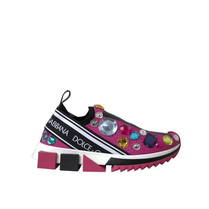 Dolce & Gabbana Pink Sorrento Crystals Sneakers Shoes Dolce & Gabbana