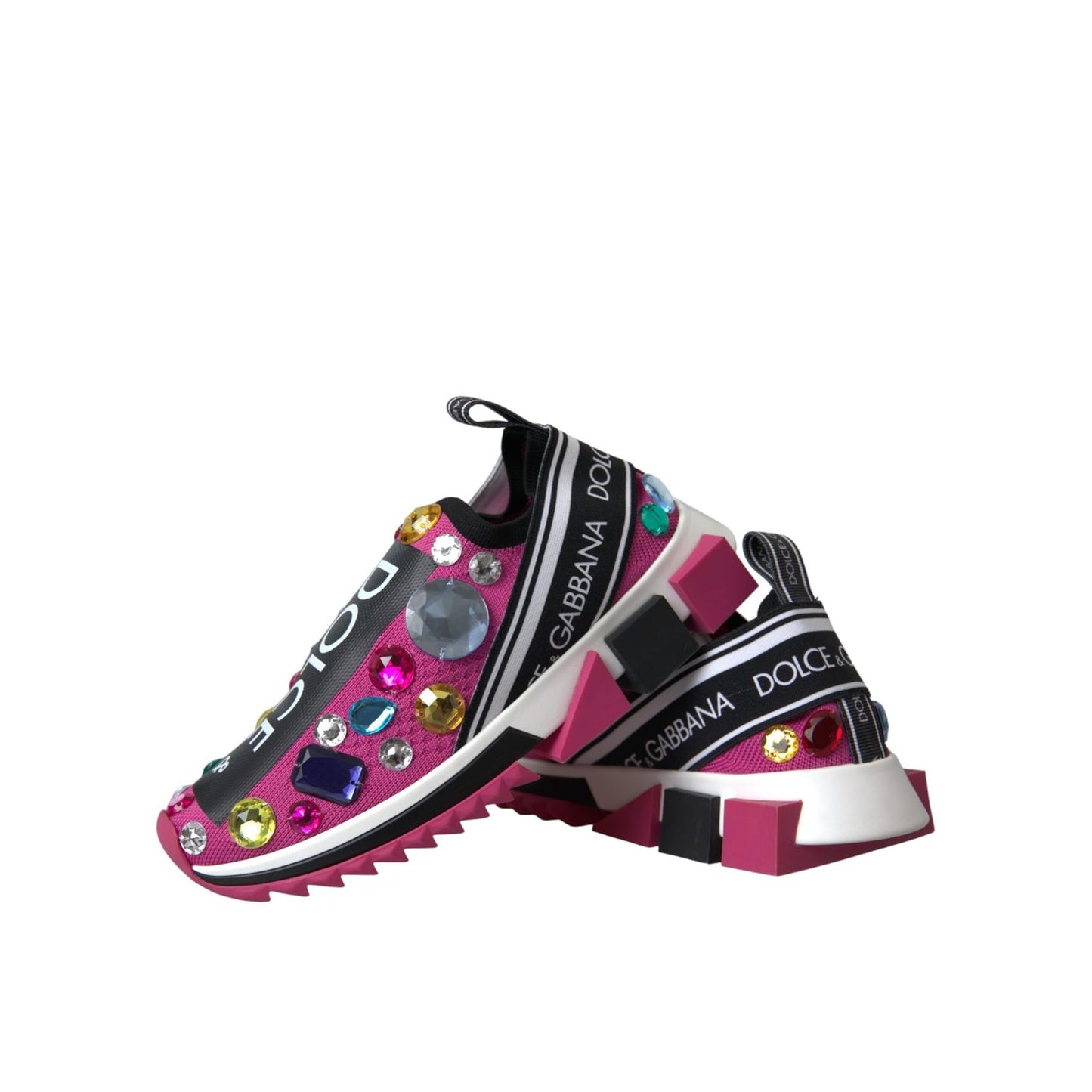 Dolce & Gabbana Pink Sorrento Crystals Sneakers Shoes Dolce & Gabbana