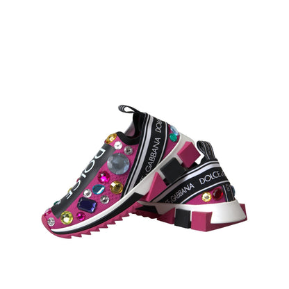 Dolce & Gabbana Pink Sorrento Crystals Sneakers Shoes Dolce & Gabbana