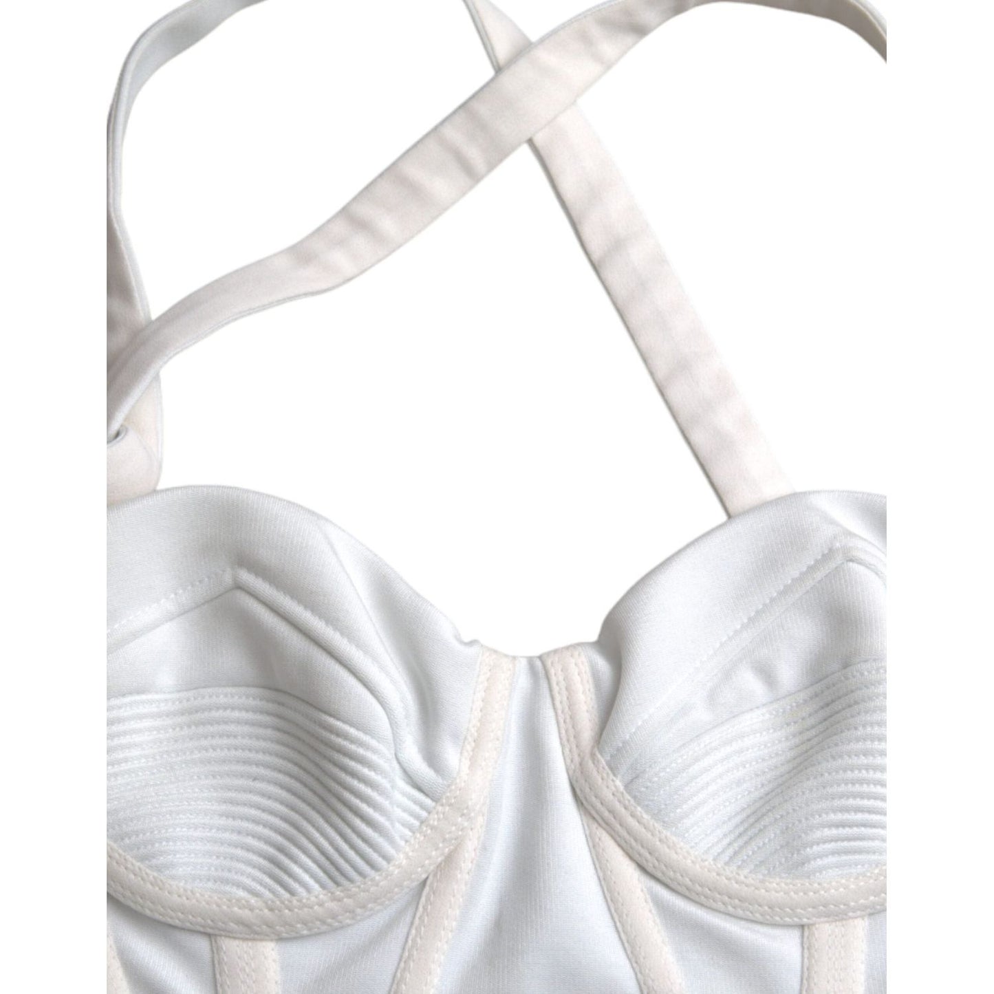 Versace White Viscose Bustier Sleeveless Cropped Top TSH84055-42