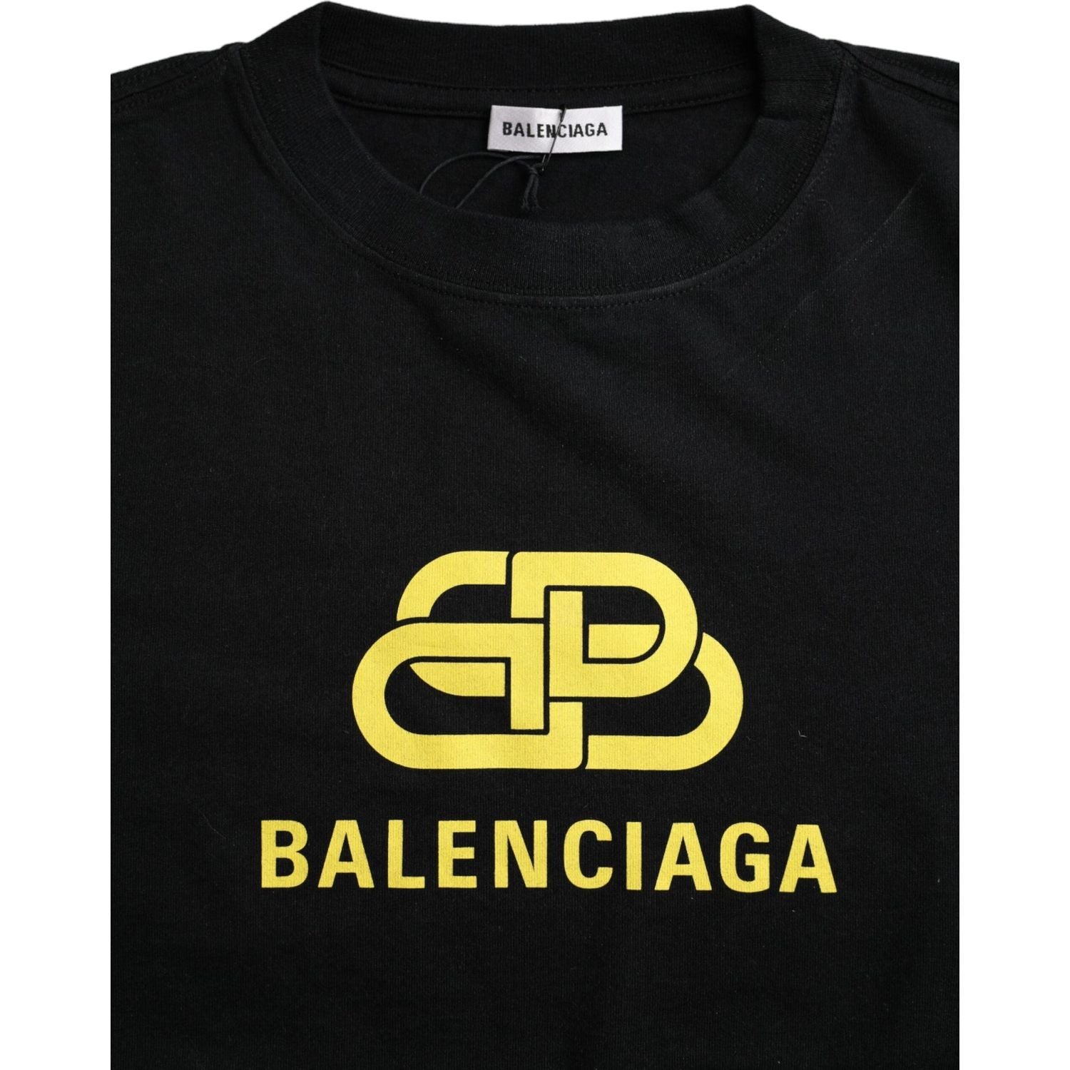 Balenciaga Black Cotton Logo Crew Neck Short Sleeves T-shirt