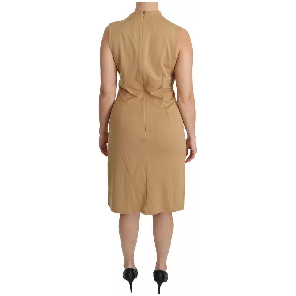 Ralph Lauren Brown V-neck Shift Knee Length Viscose Dress