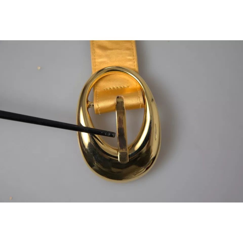 Dolce & Gabbana Gold Satin Leather Oval Metal Buckle Belt WMB327-85