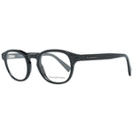 Ermenegildo Zegna Black Men Glasses Frame, full-rim round design, black plastic material, size 48-22-145, includes branded case.