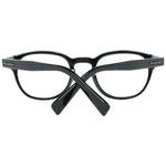 Ermenegildo Zegna Black Men Glasses Frame in black plastic, round full-rim style, includes branded case, size 48-22-145.