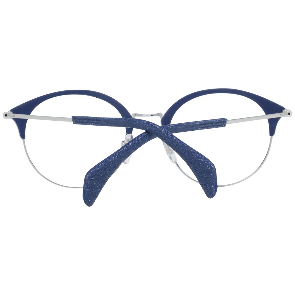 Rear view of Police Multicolor Women Glasses Frame showcasing full-rim metal and plastic design with colorful temples.
