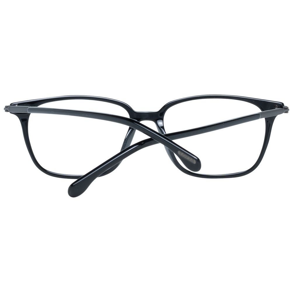 Lozza Black Men Glasses Frame, full-rim rectangle style with demo lenses, plastic material, 53-16-145 size, includes branded case.