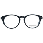Ermenegildo Zegna Black Men Glasses Frame round full-rim black plastic eyewear with demo lenses, stylish design, and branded case included