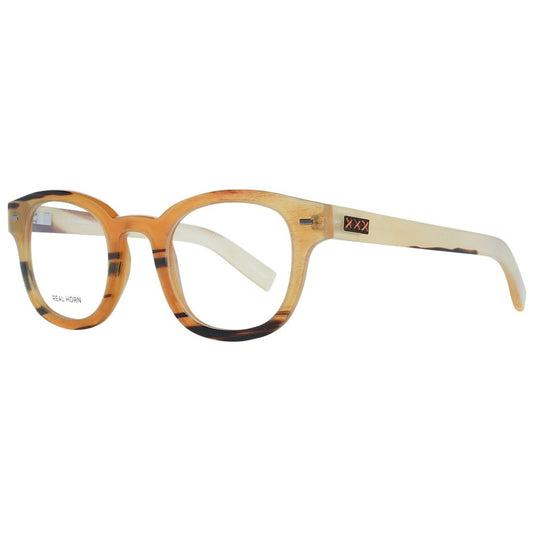 Ermenegildo Zegna Multicolor Men Glasses Frame, round, horn material, full-rim, demo lenses, size 47-23-145, branded case included.