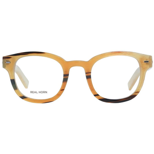 Ermenegildo Zegna Multicolor Men Glasses Frame with horn material and full-rim design, featuring a distinctive round shape.