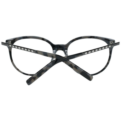 Front view of Tod's Gray Plastic Glasses (Frames) for women, featuring full-rim round design, grey color, size 53-17-140.