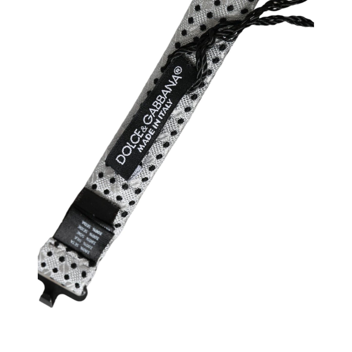 Dolce & Gabbana Gray Silk Polka Dot Adjustable Neck Men Papillon Bow Tie