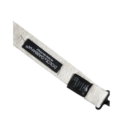 Dolce & Gabbana White Silk Patterned Adjustable Neck Men Papillon Bow Tie