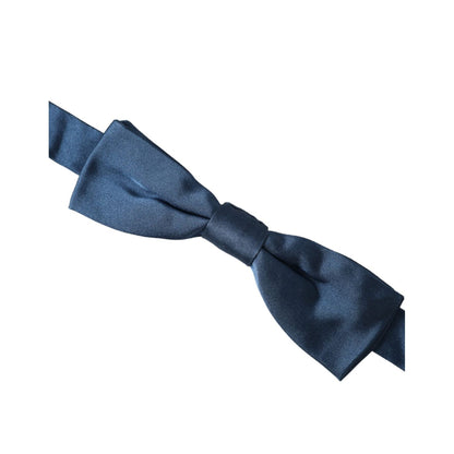 Dolce & Gabbana Blue Satin Silk Adjustable Neck Men Bow Tie