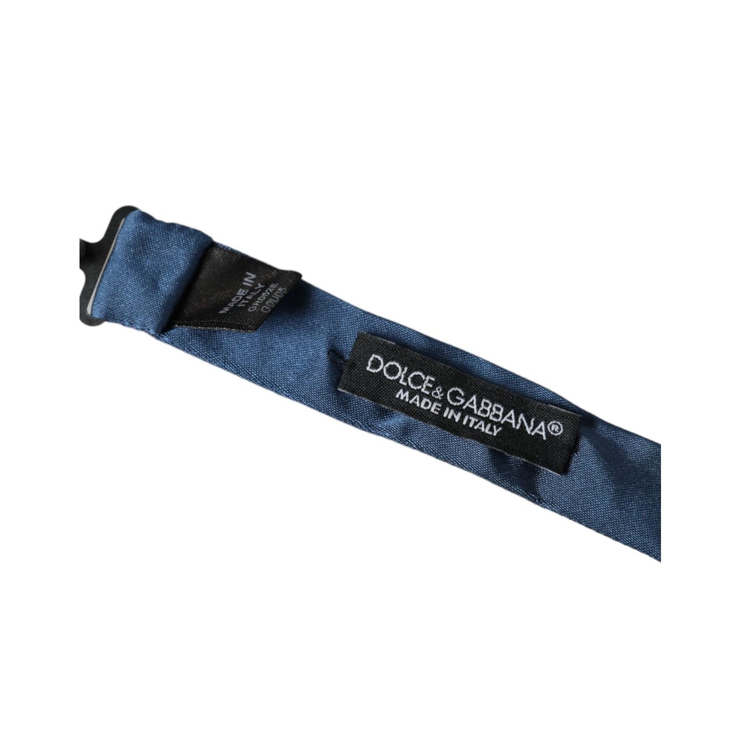 Dolce & Gabbana Blue Satin Silk Adjustable Neck Men Bow Tie