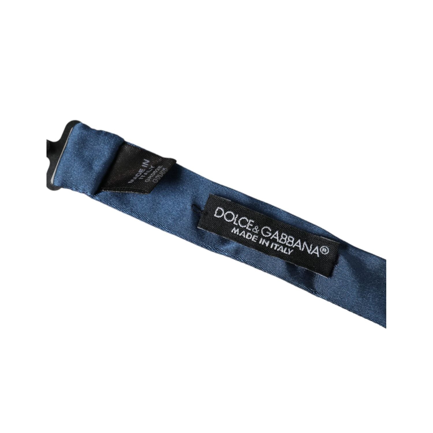Dolce & Gabbana Blue Satin Silk Adjustable Neck Men Bow Tie