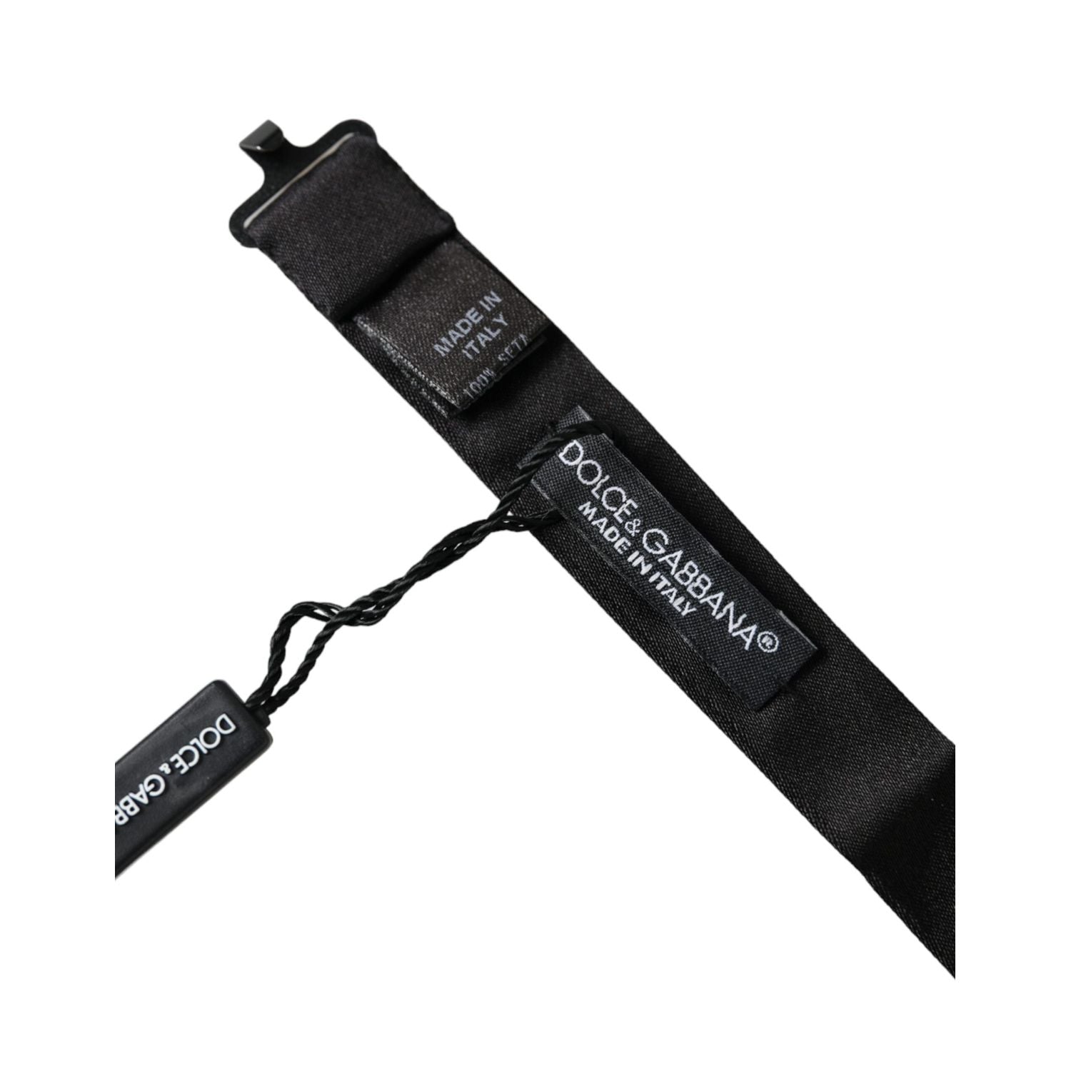 Dolce & Gabbana Black Satin Silk Adjustable Neck Men Bow Tie