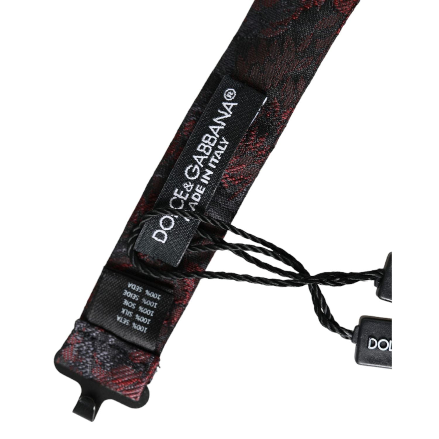 Dolce & Gabbana Red Black Floral Adjustable Neck Men Bow Tie