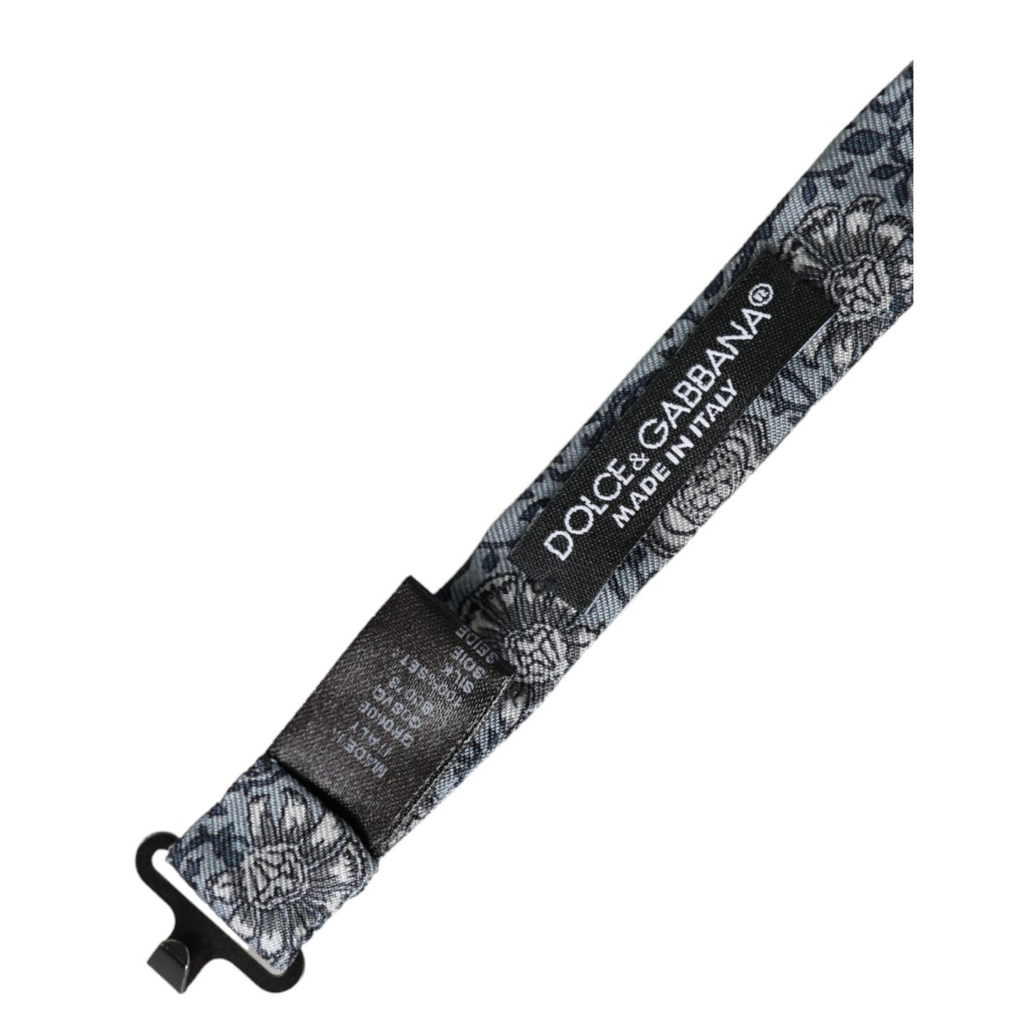 Dolce & Gabbana Gray Silk Patterned Adjustable Neck Men Bow Tie