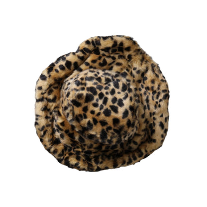 Dolce & Gabbana Brown Leopard Fur Women Bucket Hat