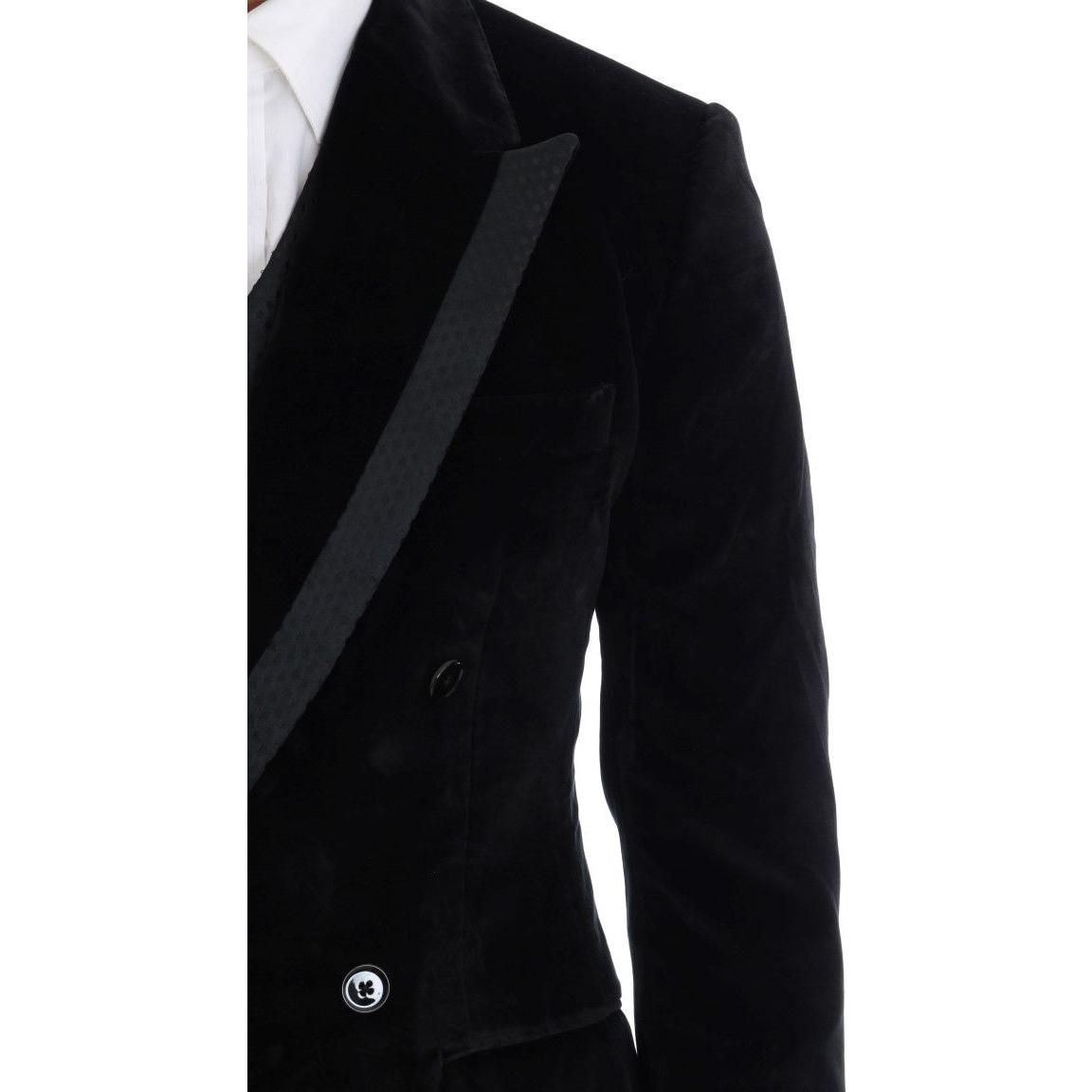 Dolce & Gabbana Black Velvet Slim Double Breasted Suit
