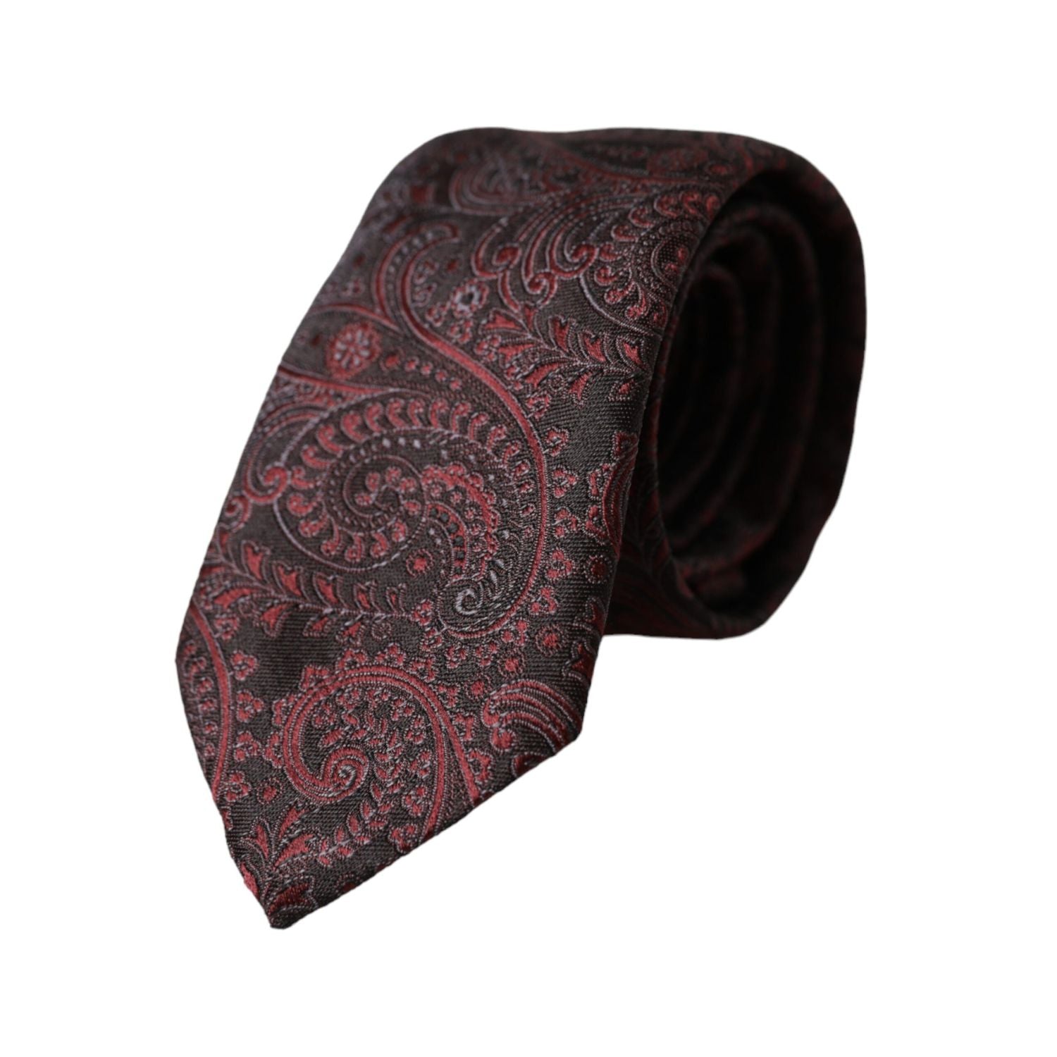 Dolce & Gabbana Bordeaux Patterned Silk Adjustable Men Tie
