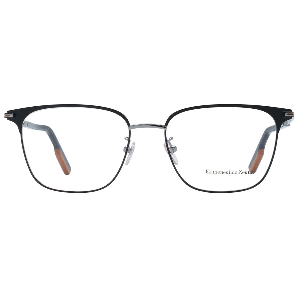 Ermenegildo Zegna Black Metal Glasses (Frames) full-rim square style for men with demo lenses.