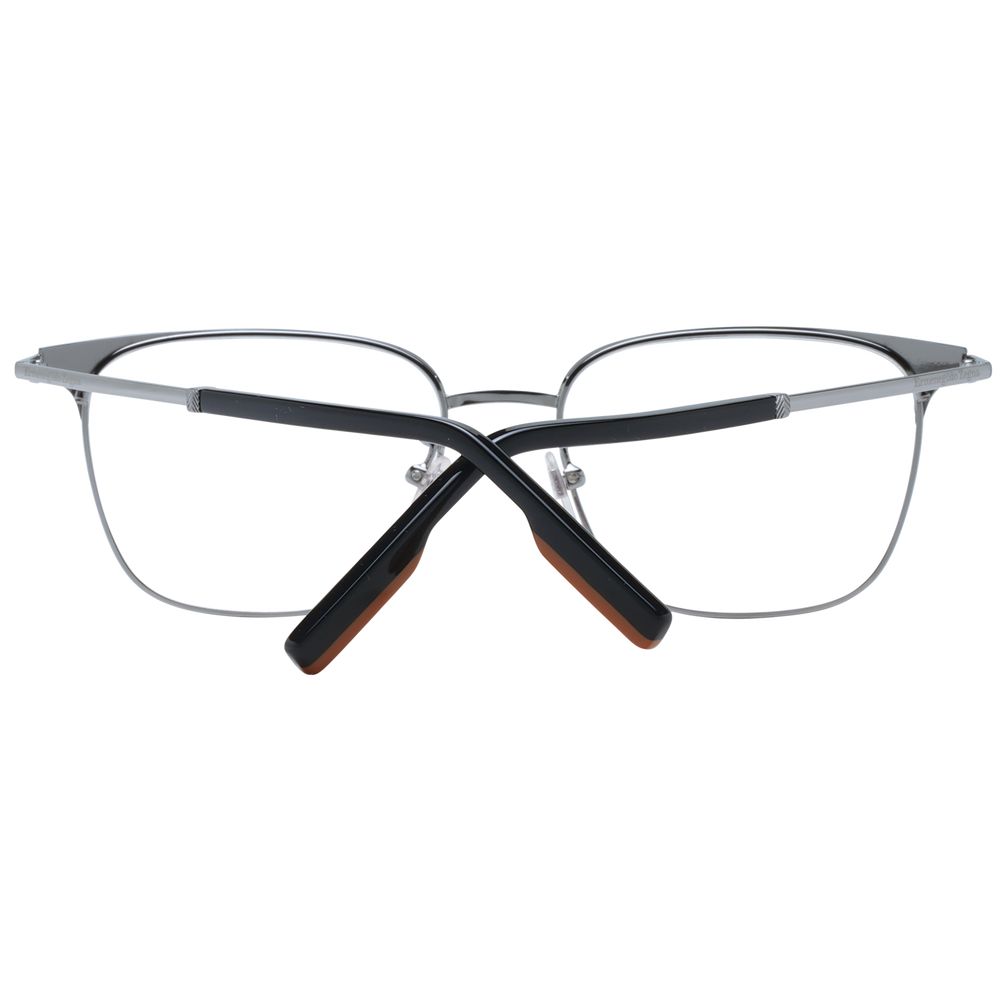 Ermenegildo Zegna Black Metal Glasses (Frames) for men with full-rim square design and demo lenses, includes branded case.