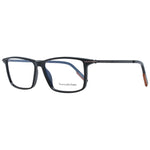 Ermenegildo Zegna Black Men Glasses Frame, full-rim rectangle style, black plastic material, demo lenses included.