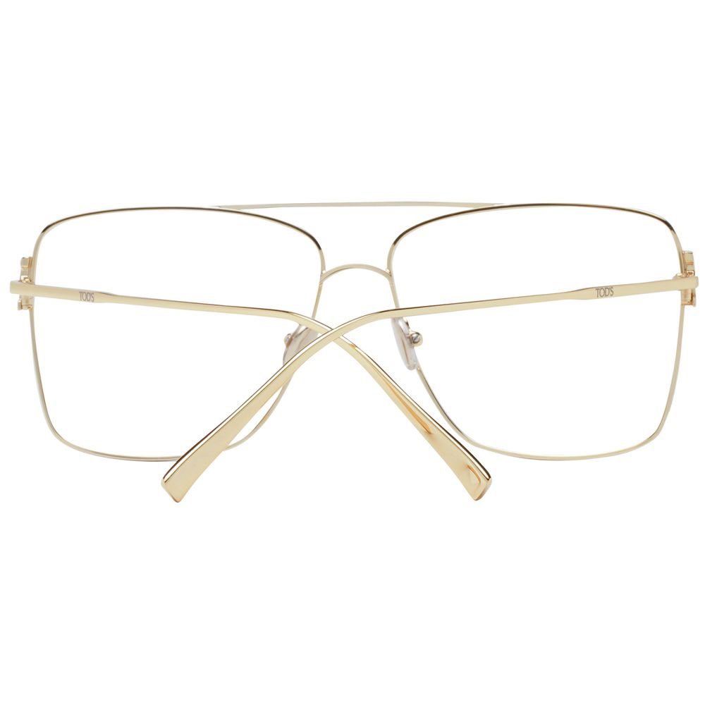 Tod's Gold Women Glasses Frame in metal full-rim aviator style with demo lenses, featuring gold color and 140 mm temples.