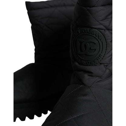 Dolce & Gabbana Black Nylon Padded Mid Calf Men Boots Shoes
