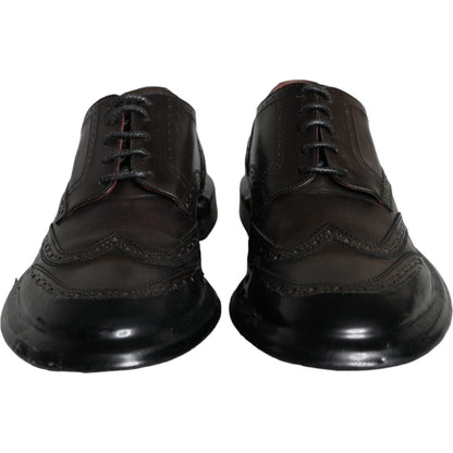Dolce & Gabbana Black Leather Oxford Wingtip Formal Men Shoes