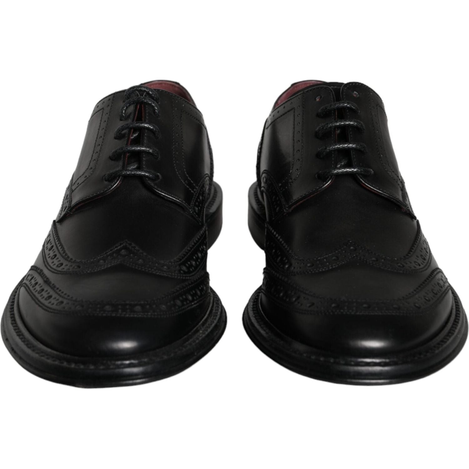 Dolce & Gabbana Black Leather Oxford Wingtip Formal Men Shoes