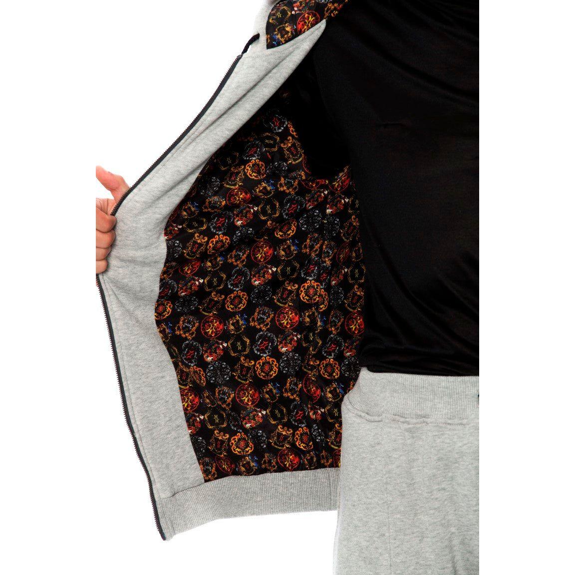 Billionaire Italian Couture Gray Cotton Hooded Sweatsuit