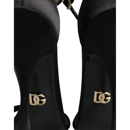 Dolce & Gabbana Black KEIRA Heels Ankle Strap Sandals Shoes