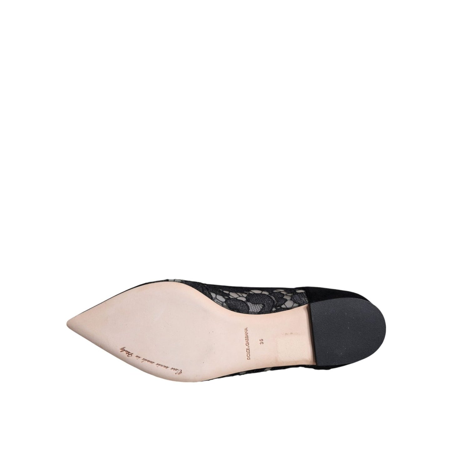 Dolce & Gabbana Black Taormina Lace Bellucci Flats Shoes