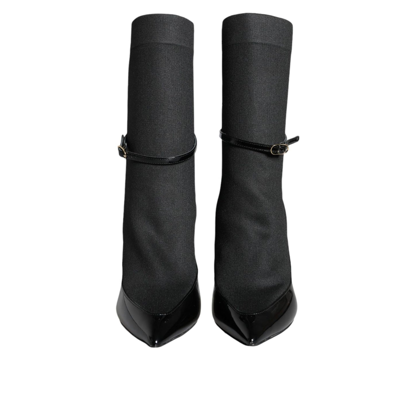 Dolce & Gabbana Black Leather Stilettos Booties Socks Shoes Dolce & Gabbana