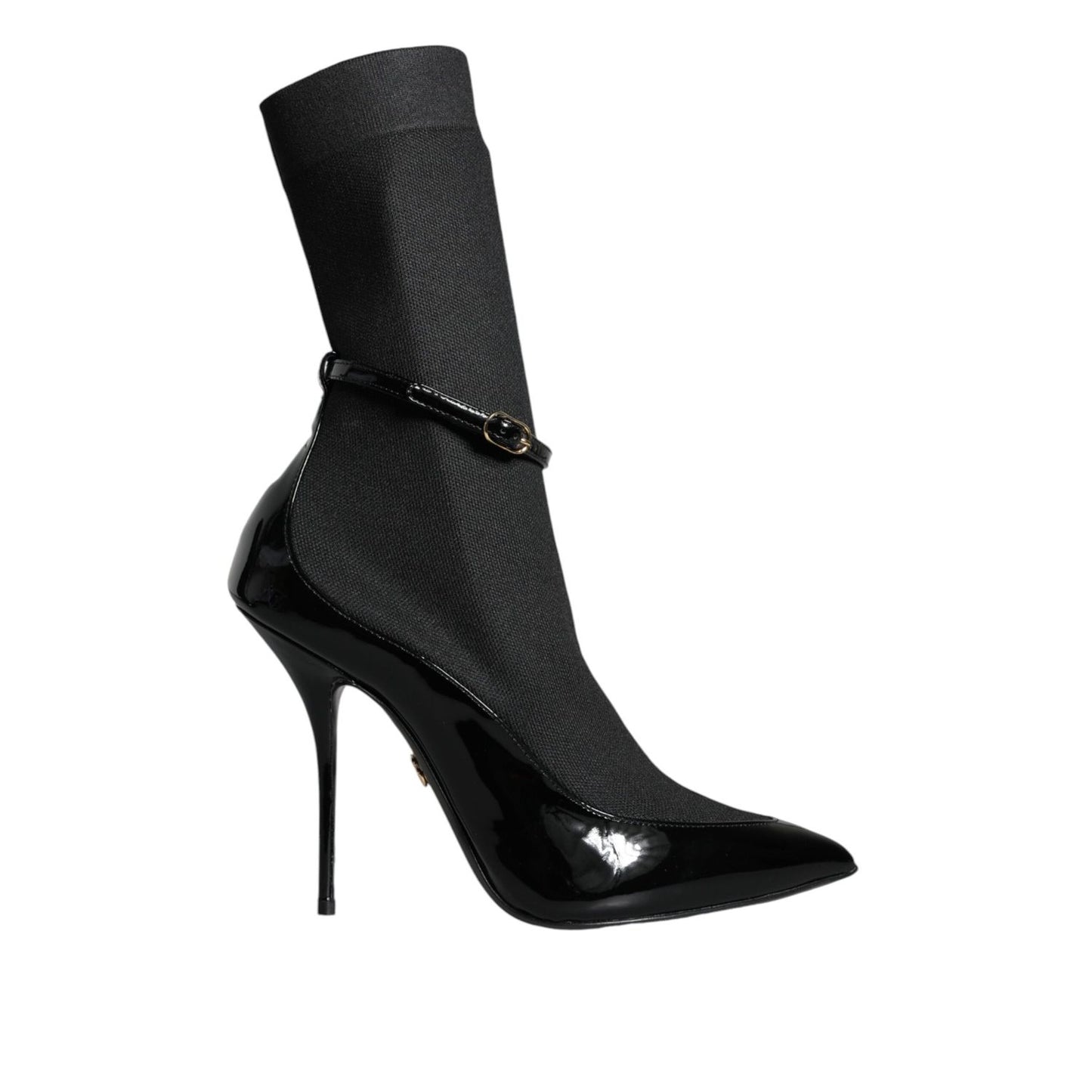 Dolce & Gabbana Black Leather Stilettos Booties Socks Shoes Dolce & Gabbana