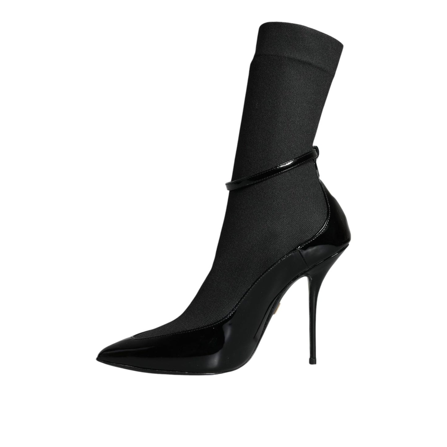 Dolce & Gabbana Black Leather Stilettos Booties Socks Shoes Dolce & Gabbana