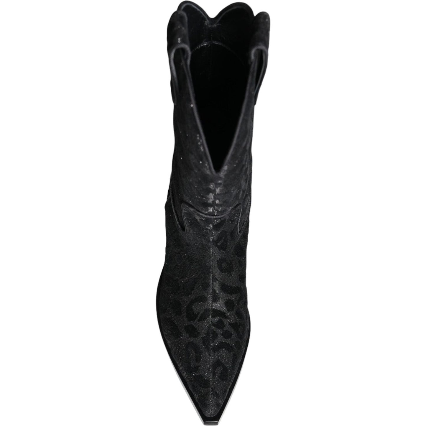 Dolce & Gabbana Black Gray Leopard Cowboy Boots Shoes