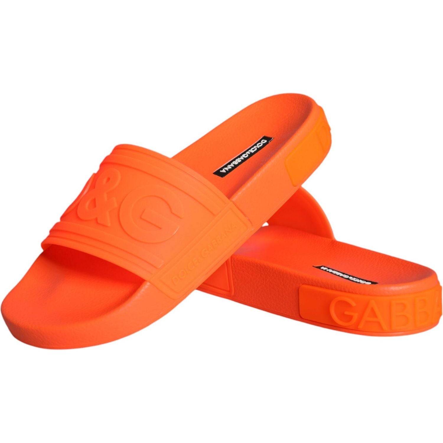 Dolce & Gabbana Orange Rubber Slides Sandals Beachwear Shoes