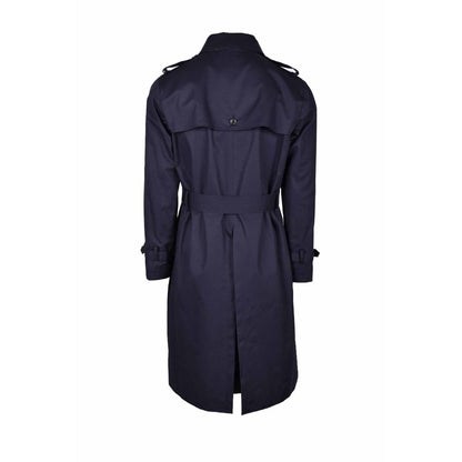 Aquascutum Blue Cotton Men Trench Coat