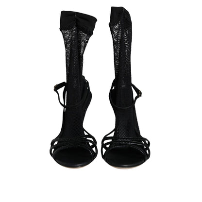Dolce & Gabbana Black Mesh Stiletto Heels Sandals Shoes