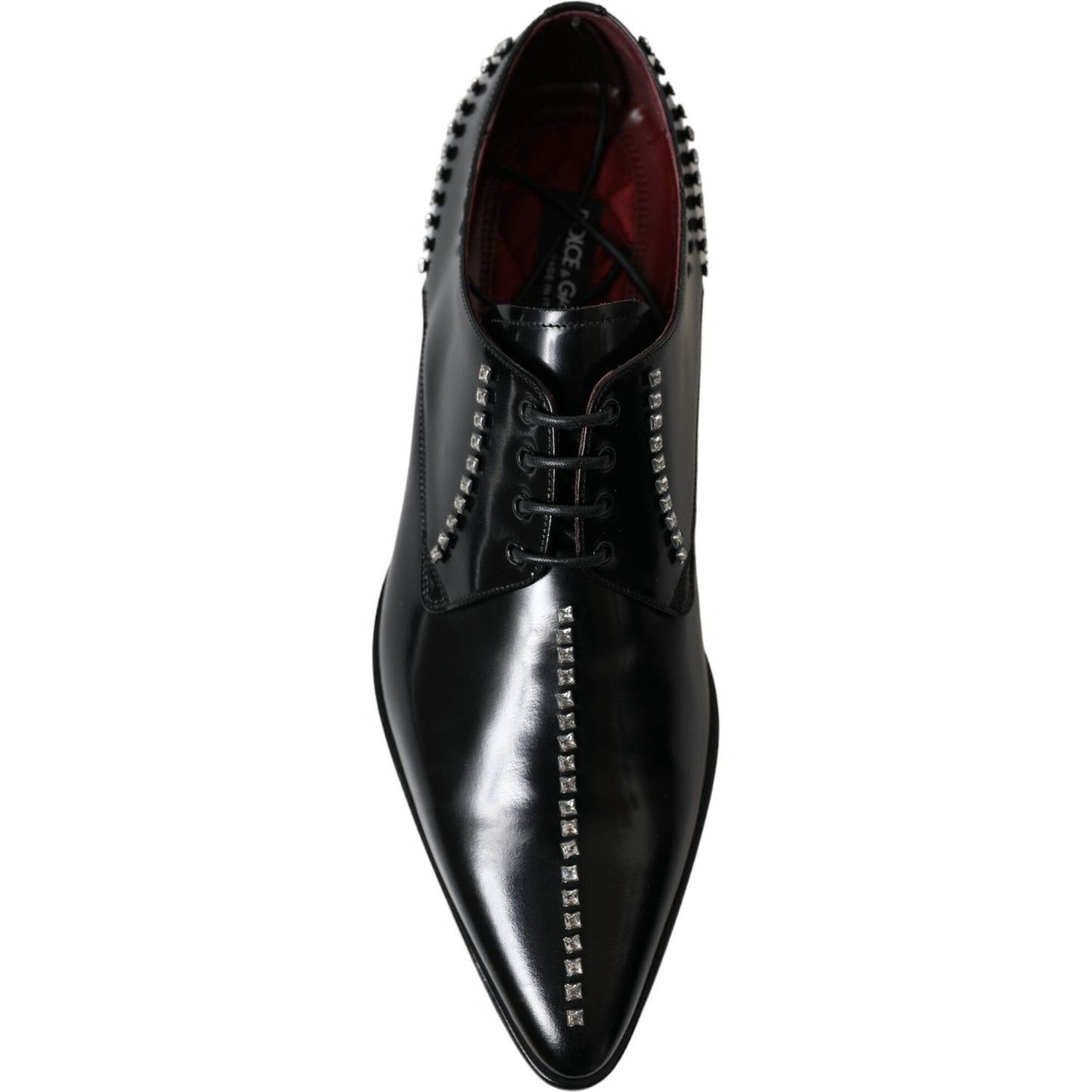 Dolce & Gabbana Black Leather Crystal Dress Formal Shoes
